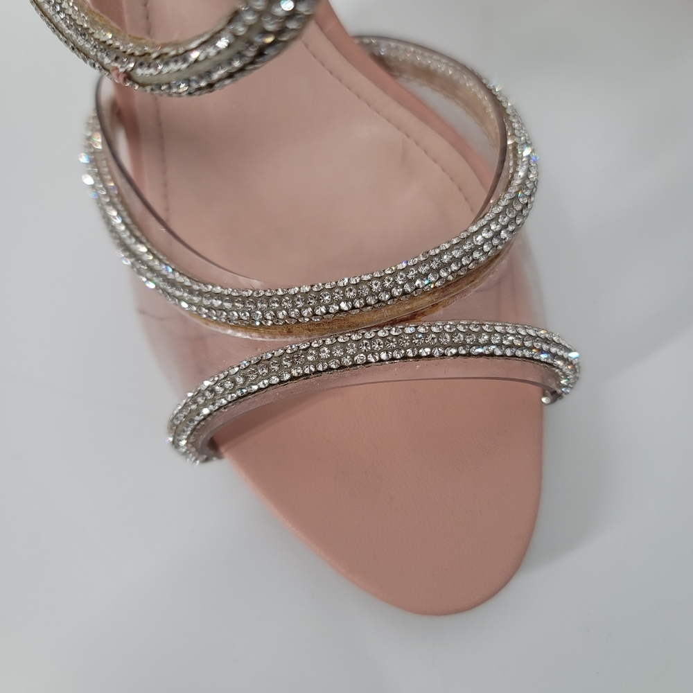 Schutz Louise Crystal PVC Strappy Sandals Size 7.5 Rose Pink - Picture 12 of 12
